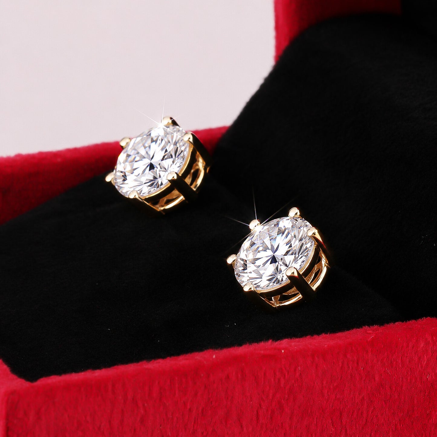 Lab Grown Diamond Accent Round Stud Earrings — Solid 14K / 18K Gold