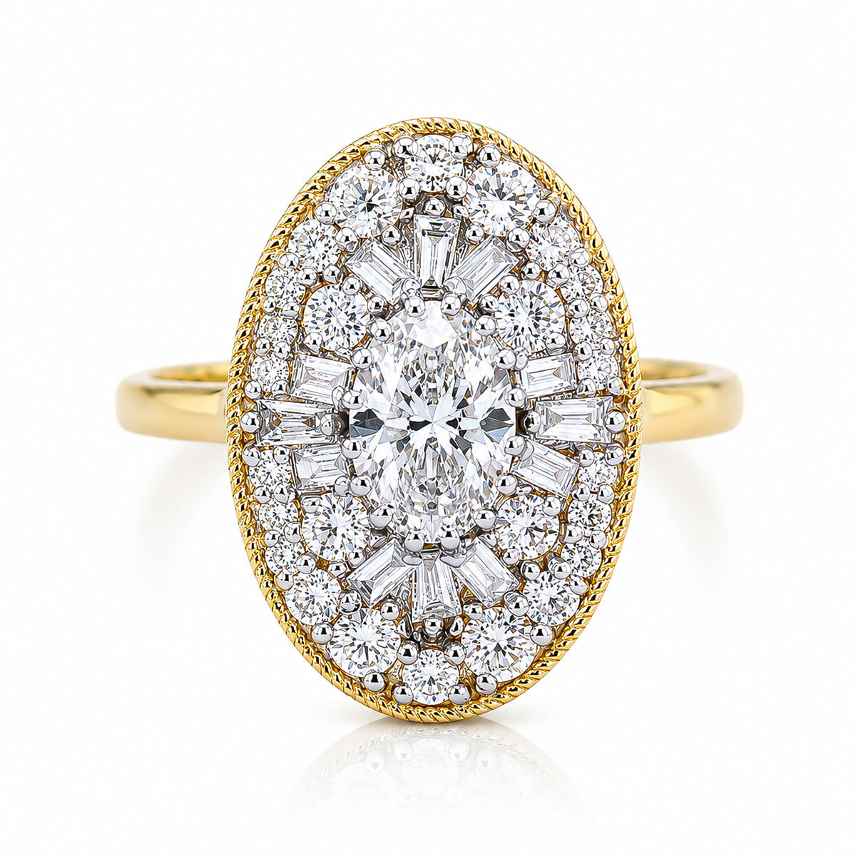 IGI Certified Lab Grown Diamond 0.98ct Fancy-Cut Halo Cluster Ring — 14K/18K Solid Gold