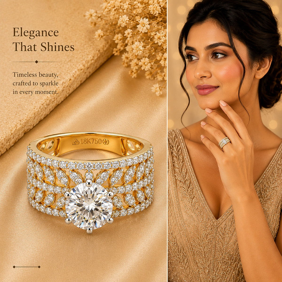 IGI Certified Lab Grown Diamond 1.38ct Round Solitaire Ring — 18K Solid Gold