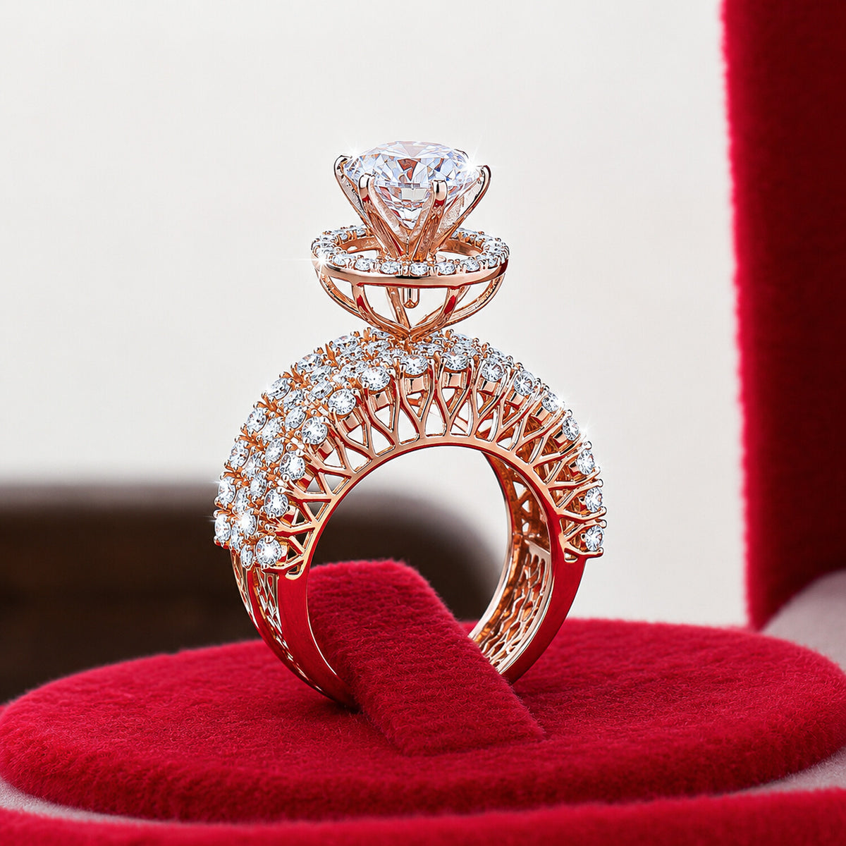IGI Certified Lab Grown Diamond 1.76ct Round Dense Pavé Ring — 14K/18K Solid Gold