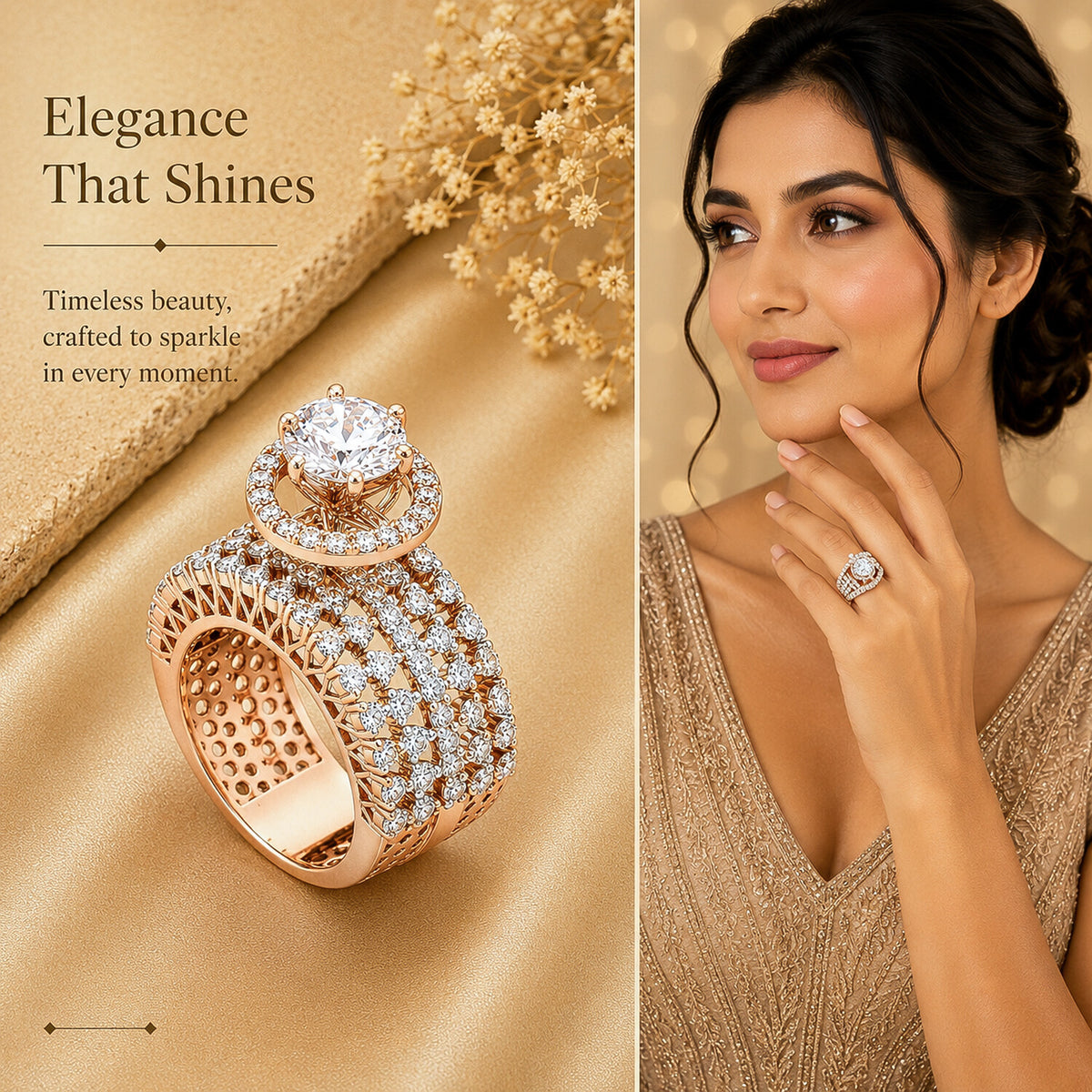IGI Certified Lab Grown Diamond 1.76ct Round Dense Pavé Ring — 14K/18K Solid Gold