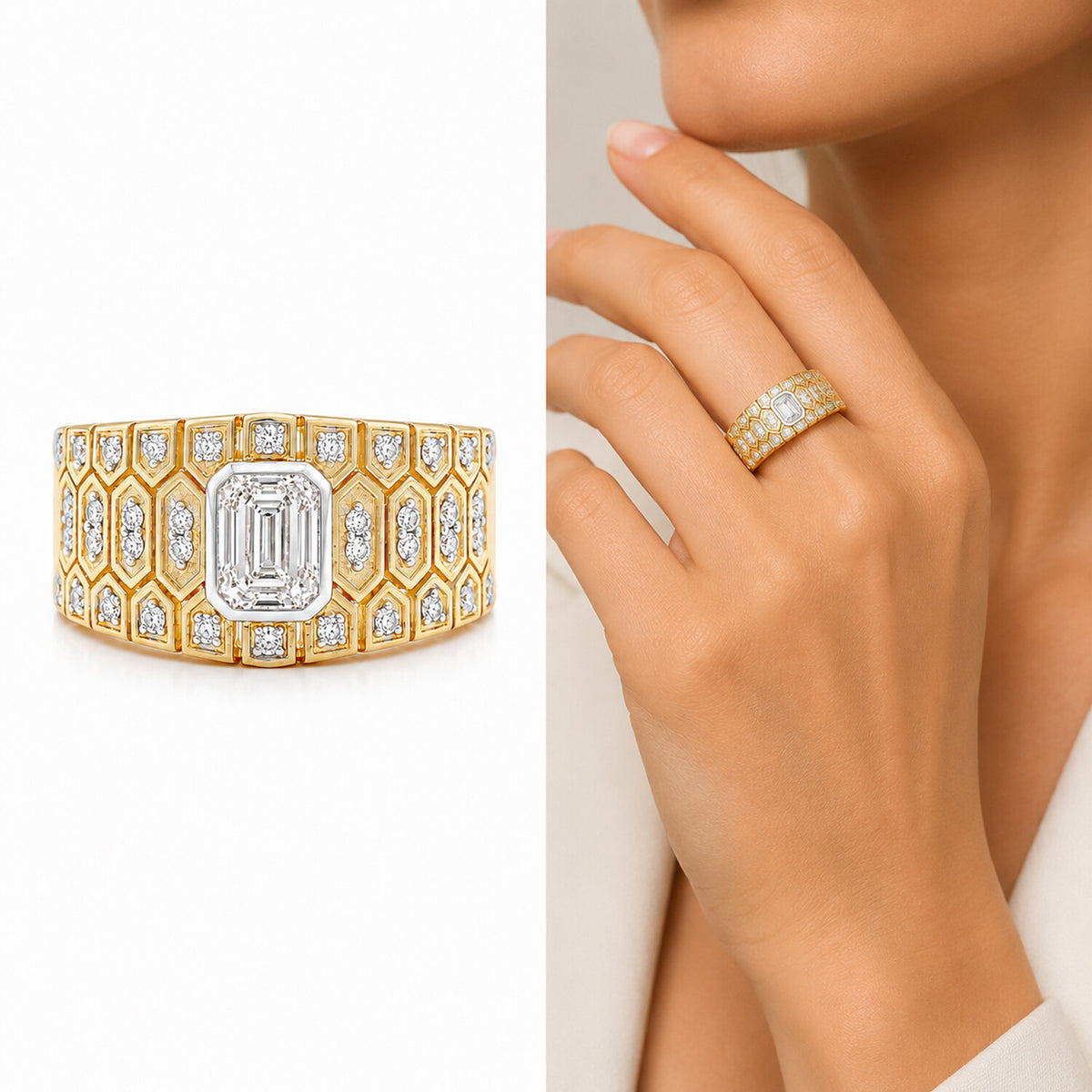 IGI Certified Lab Grown Diamond 0.57ct Heart Halo Cluster Ring — 14K/18K Solid Gold