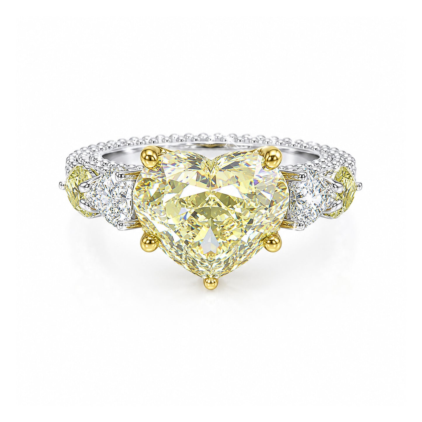IGI Certified Lab Grown Diamond 3.7ct Heart Five-Stone Statement Ring — 14K/18K Solid Gold