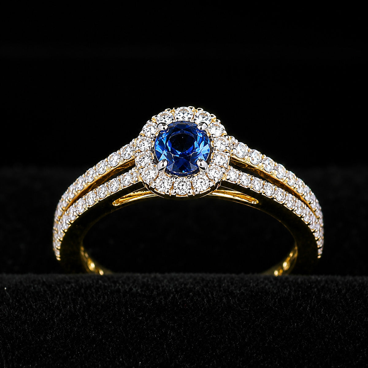 GIA-Style Certified Natural Diamond 0.84ct Round Pavé Halo Ring — 14K/18K Solid Gold