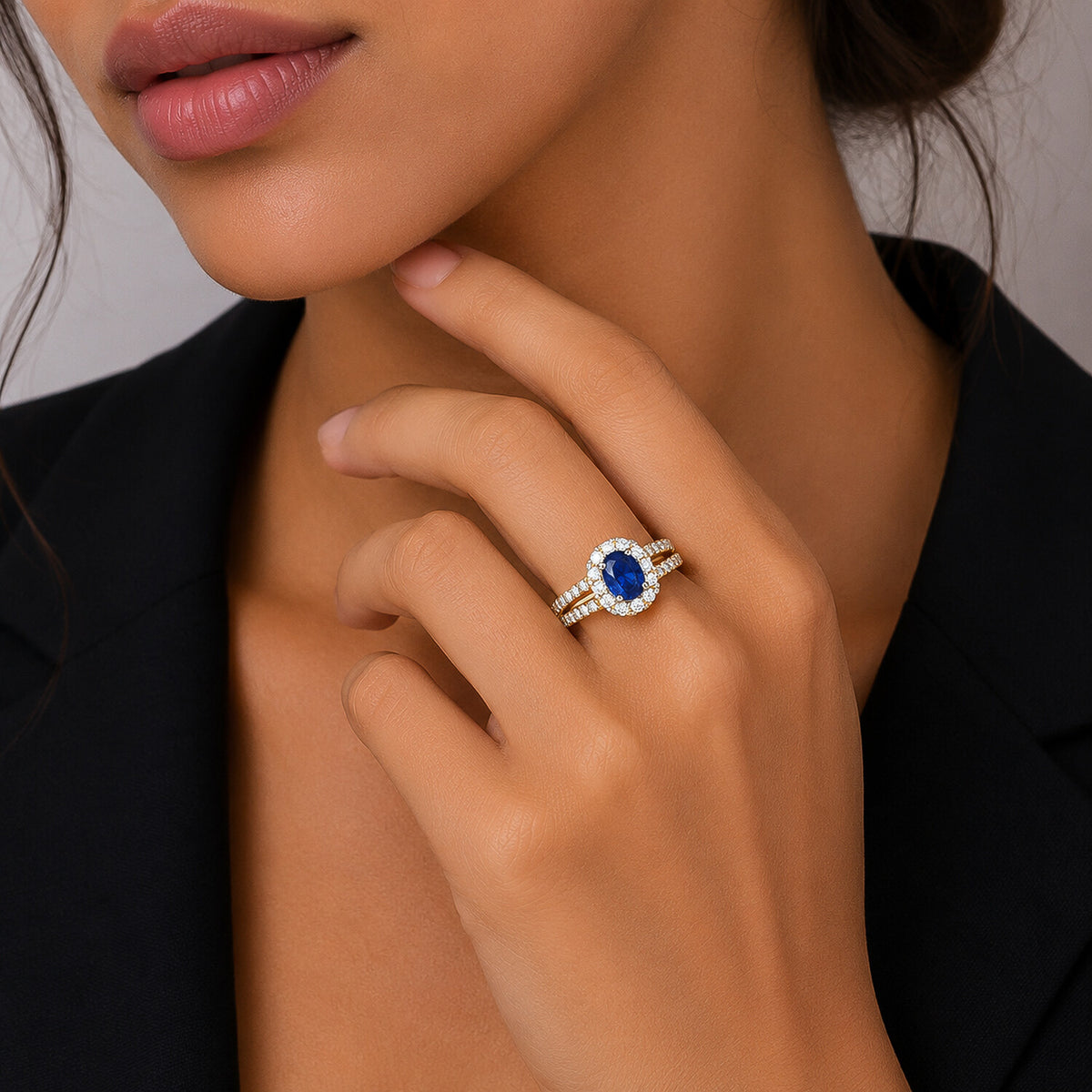 GIA-Style Certified Natural Diamond 0.84ct Round Pavé Halo Ring — 14K/18K Solid Gold