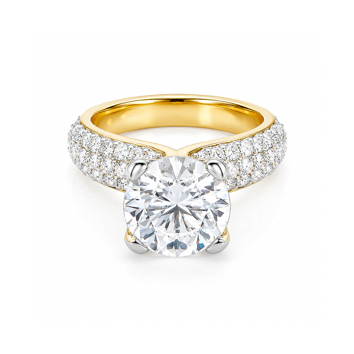 IGI Certified Lab Grown Diamond 1.16ct Round Pavé Cluster Ring — 14K/18K Solid Gold
