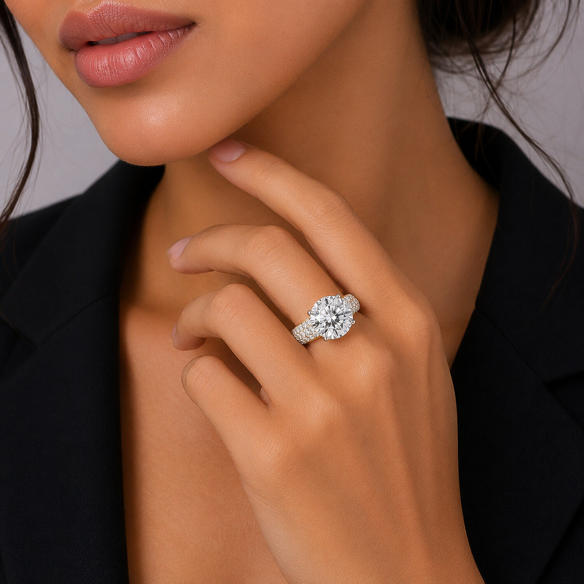 IGI Certified Lab Grown Diamond 1.16ct Round Pavé Cluster Ring — 14K/18K Solid Gold