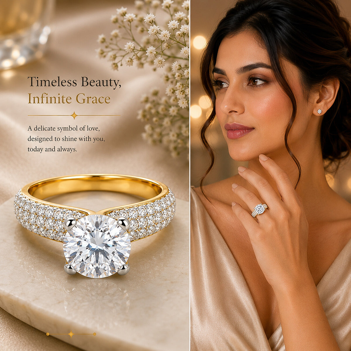 IGI Certified Lab Grown Diamond 1.16ct Round Pavé Cluster Ring — 14K/18K Solid Gold