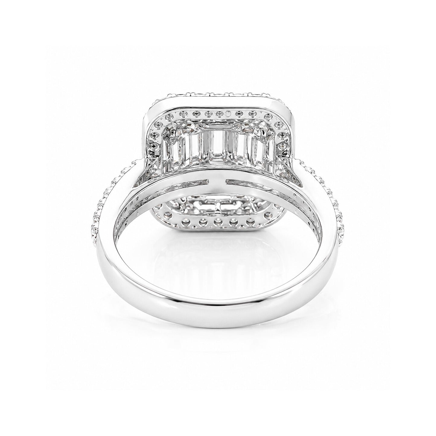 IGI Certified Lab Grown Diamond 1.68ct Emerald Halo with Pavé Shank Ring — 14K/18K Solid Gold