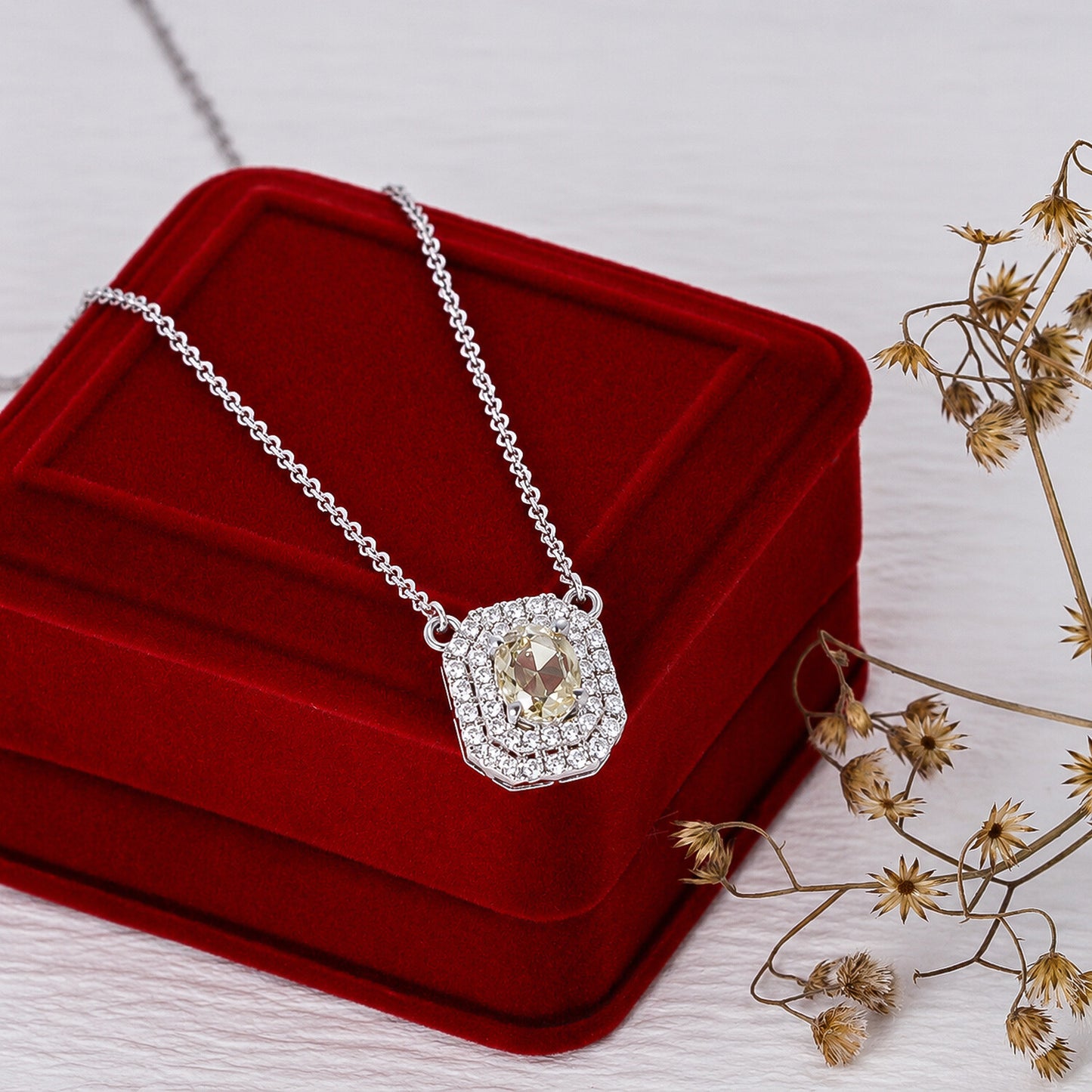 IGI Certified Lab Grown Diamond Emerald-Cut Solitaire Pendant Necklace — 18K Solid Gold, Adjustable Chain