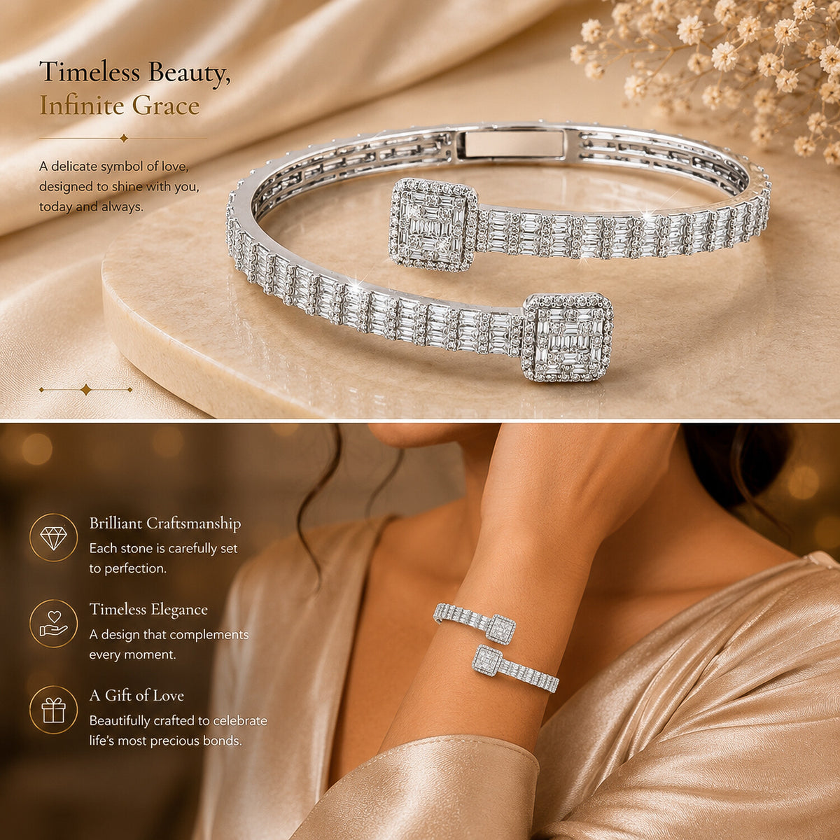 IGI Certified Lab Grown Diamond Pavé Tennis Bracelet — 14K/18K Solid Gold, 12.73 Carat