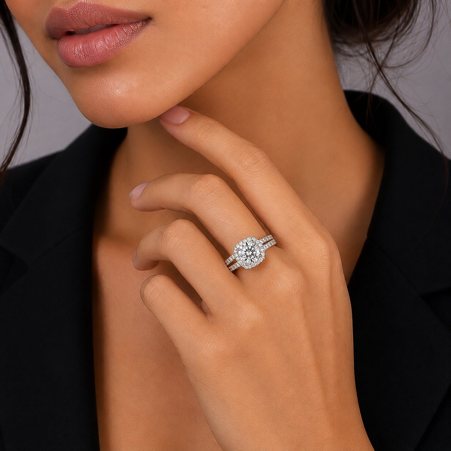 IGI Certified Lab Grown Diamond 0.96ct Round Pavé Diamond Band Ring — 14K/18K Solid Gold