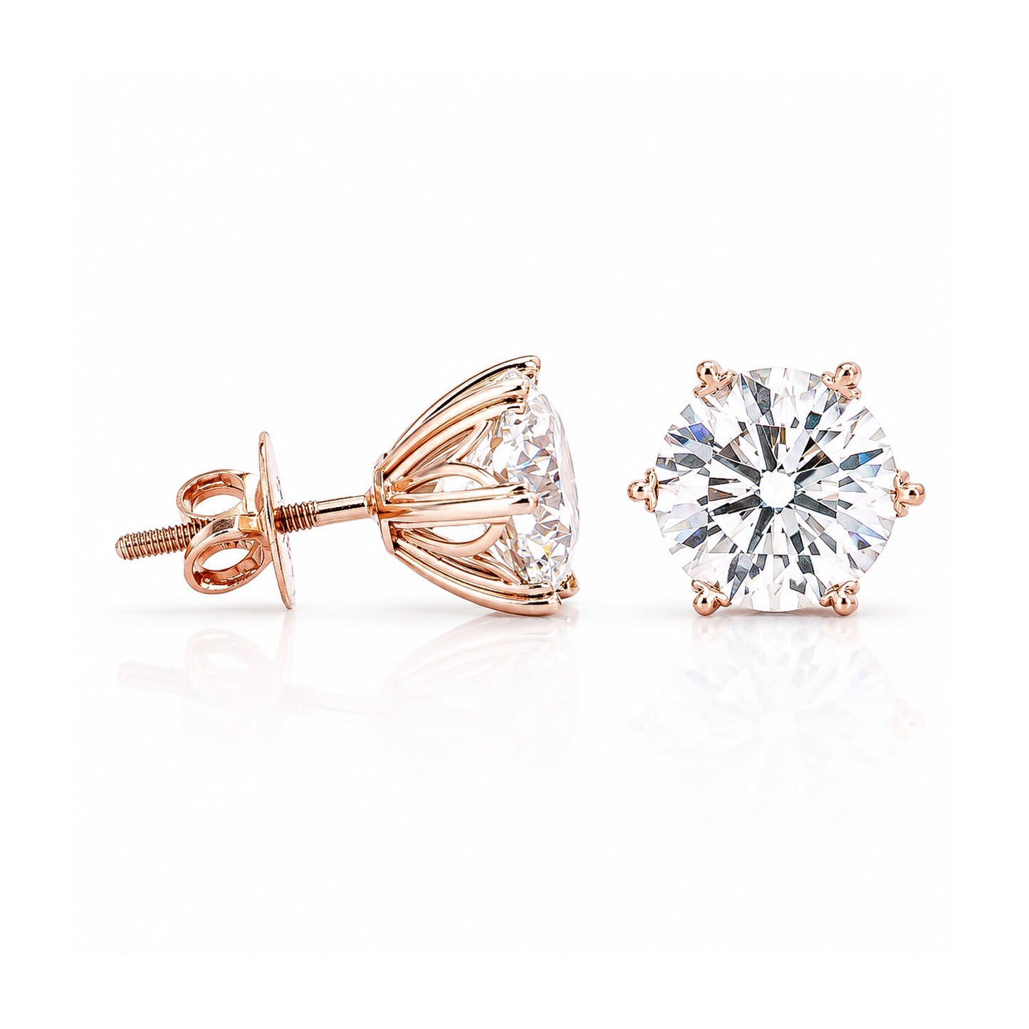 Lab Grown Diamond Accent Round Stud Earrings — Solid 14K / 18K Gold
