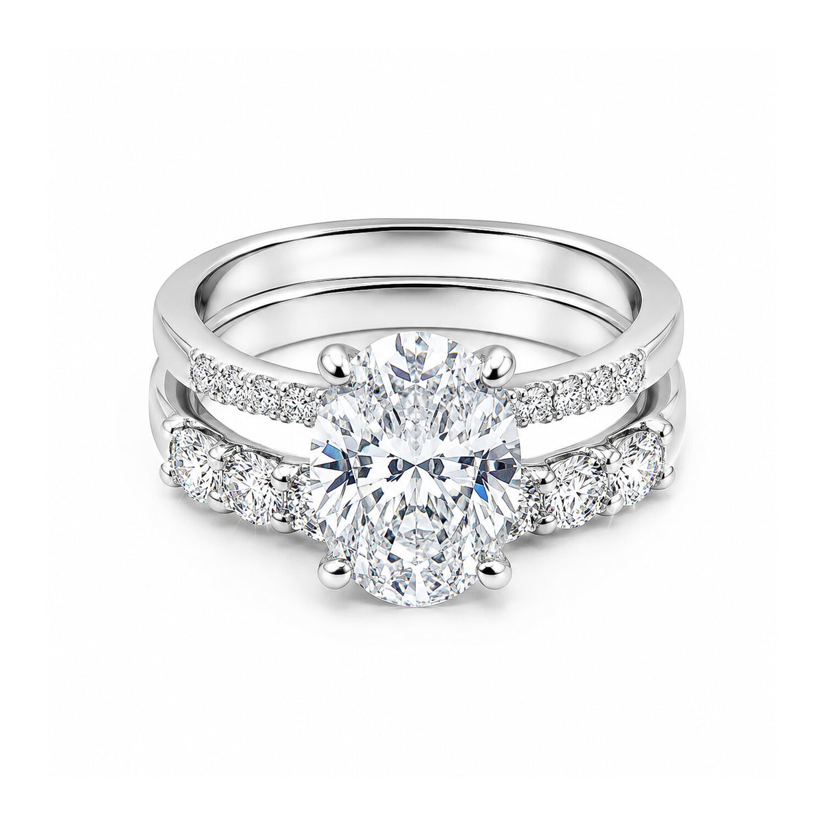 IGI Certified Lab Grown Diamond Oval-Cut Pave Cluster Ring — 18K Solid Gold