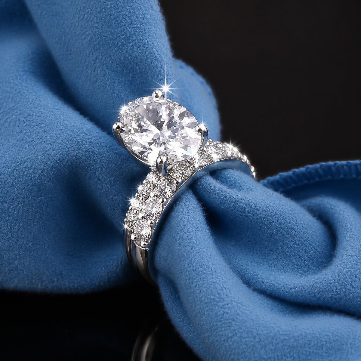IGI Certified Lab Grown Diamond Oval-Cut Pave Cluster Ring — 18K Solid Gold