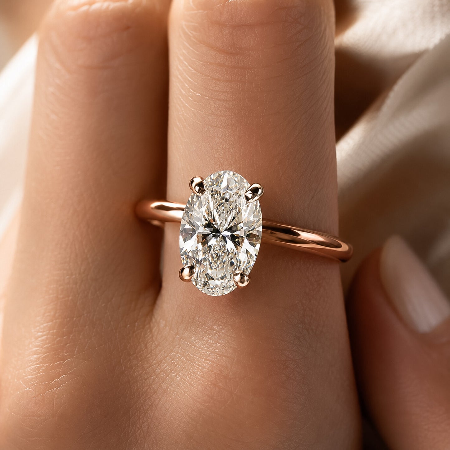 IGI Certified Lab Grown Diamond Oval-Cut Solitaire Ring — 14K/18K Solid Gold