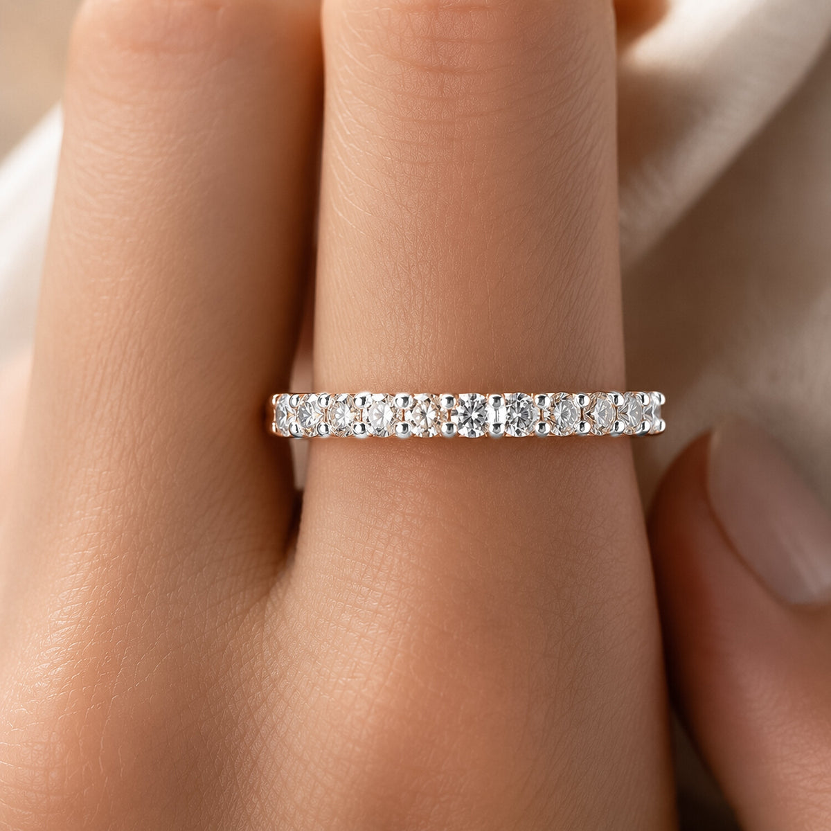 IGI Certified Lab Grown Diamond Round-Cut Pave Cluster Ring — 14K/18K Solid Gold