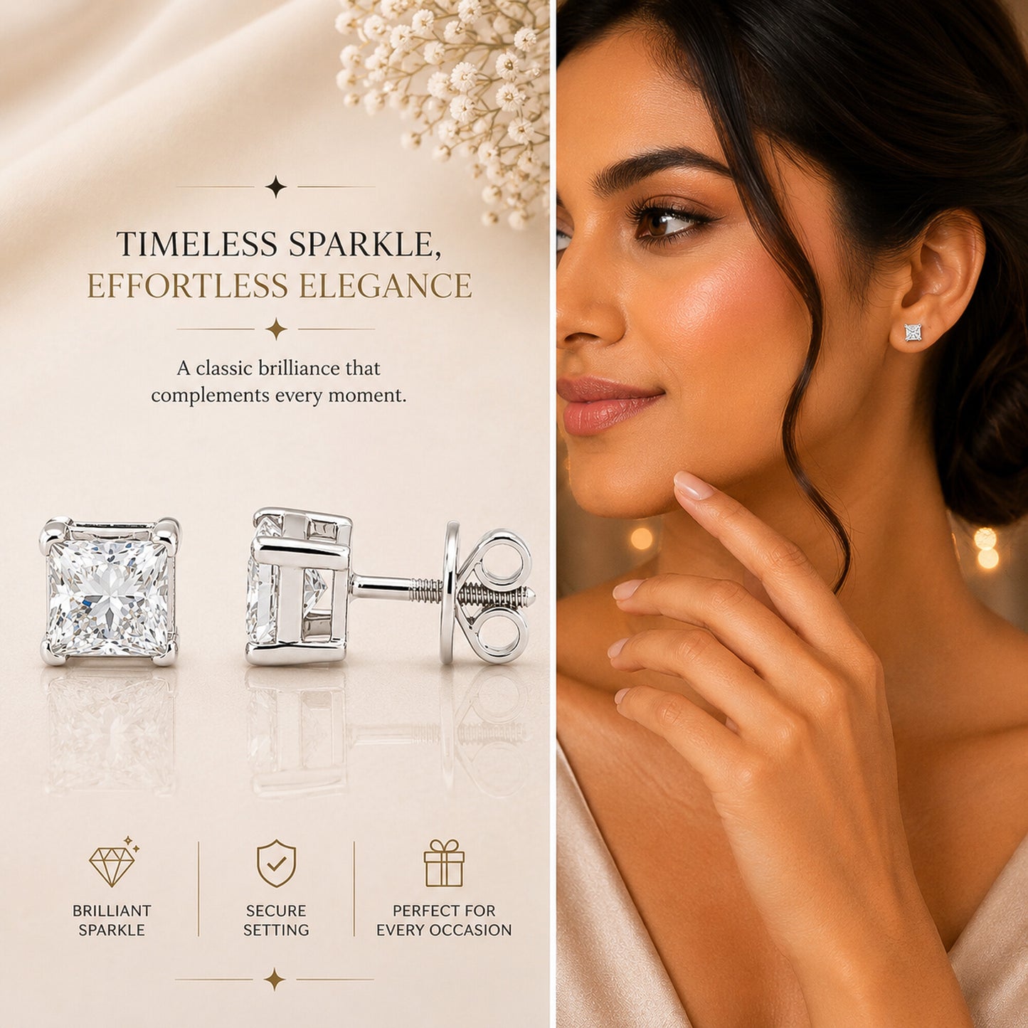 Lab Grown Diamond Accent Round Stud Earrings — Solid 14K / 18K Gold