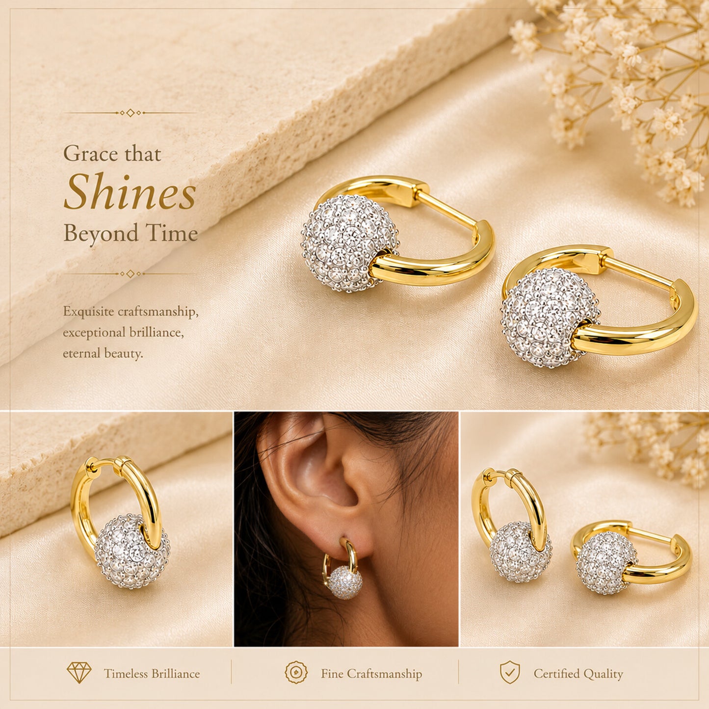 IGI Lab Grown Diamond Solitaire Stud Earrings — 1.3ct T.W., Solid 14K / 18K Gold