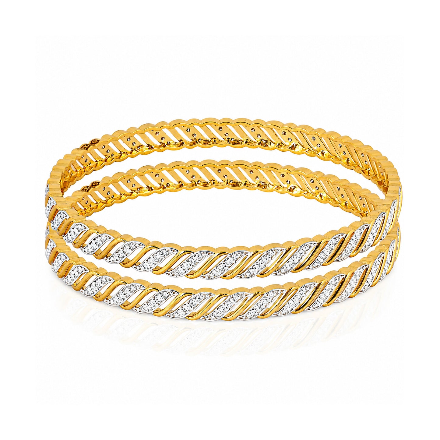 IGI Certified Lab Grown Diamond Pavé Cuff Bangle — 18K Solid Gold, 2.72 Carat