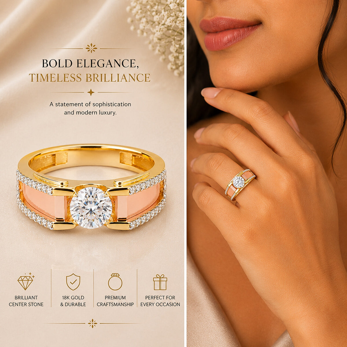 IGI Certified Lab Grown Diamond Round Halo Ring, 0.60ct tw — 14K/18K Solid Gold
