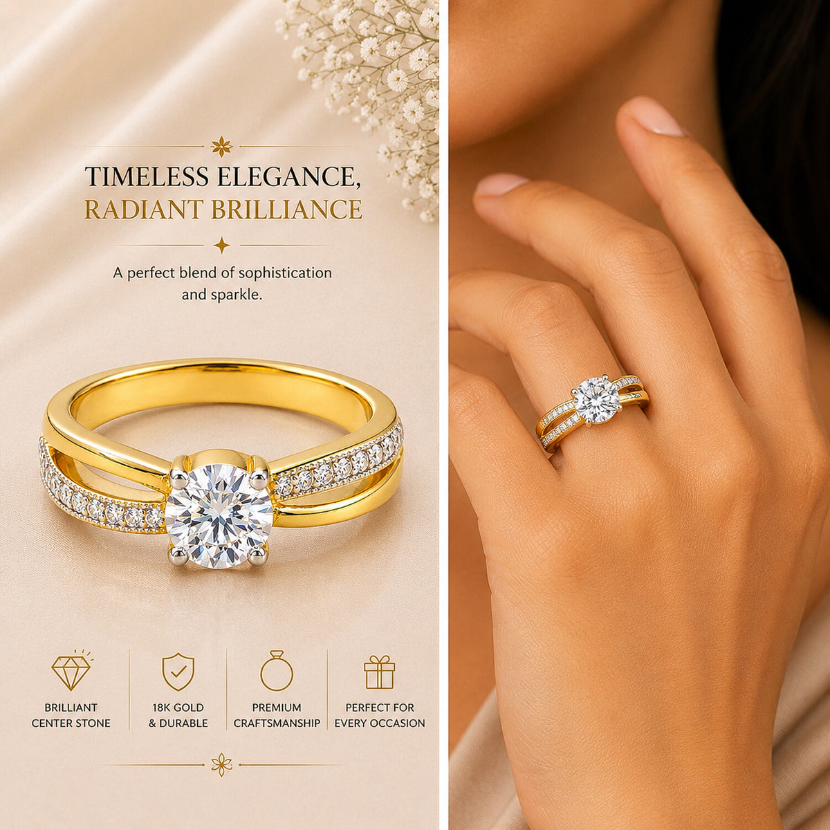 IGI Certified Lab Grown Diamond Round-Cut Ring — Solid 14K and 18K Gold