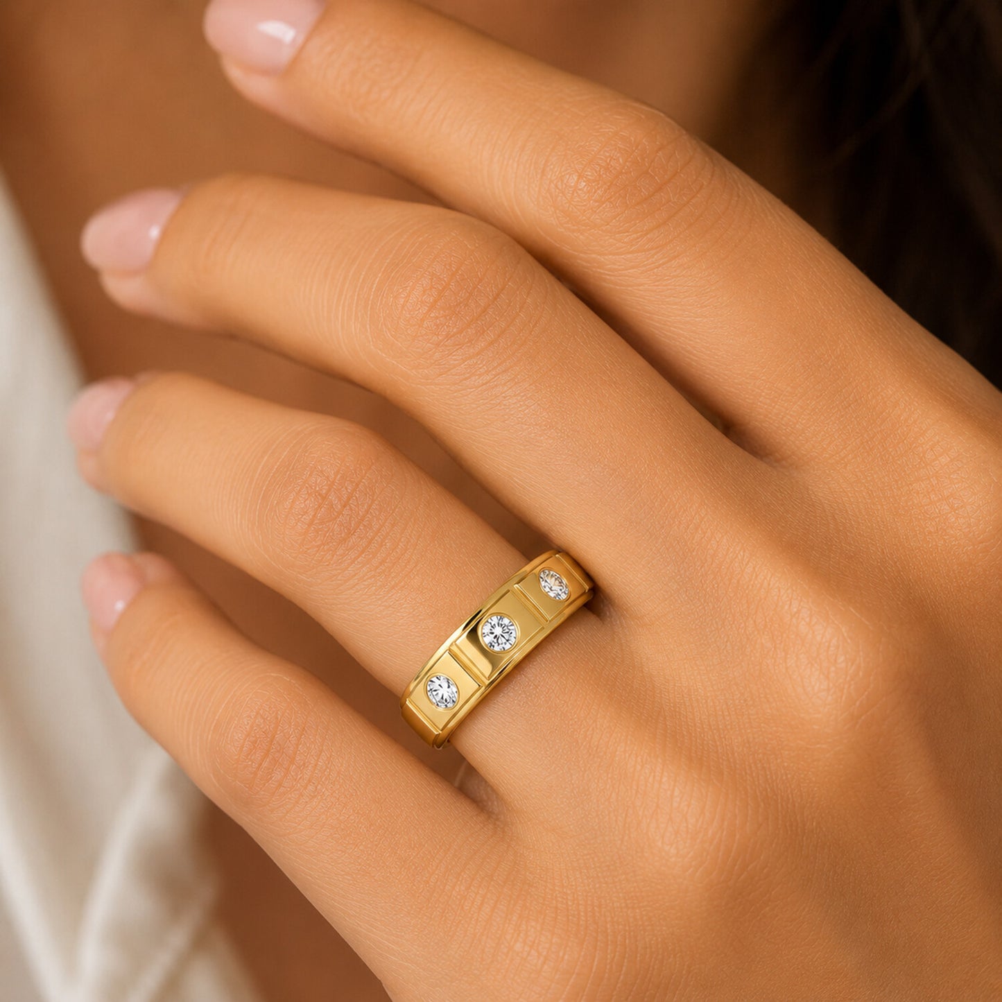 IGI Certified Lab Grown Diamond Three-Stone Ring, 0.18ct tw — 14K/18K Solid Gold