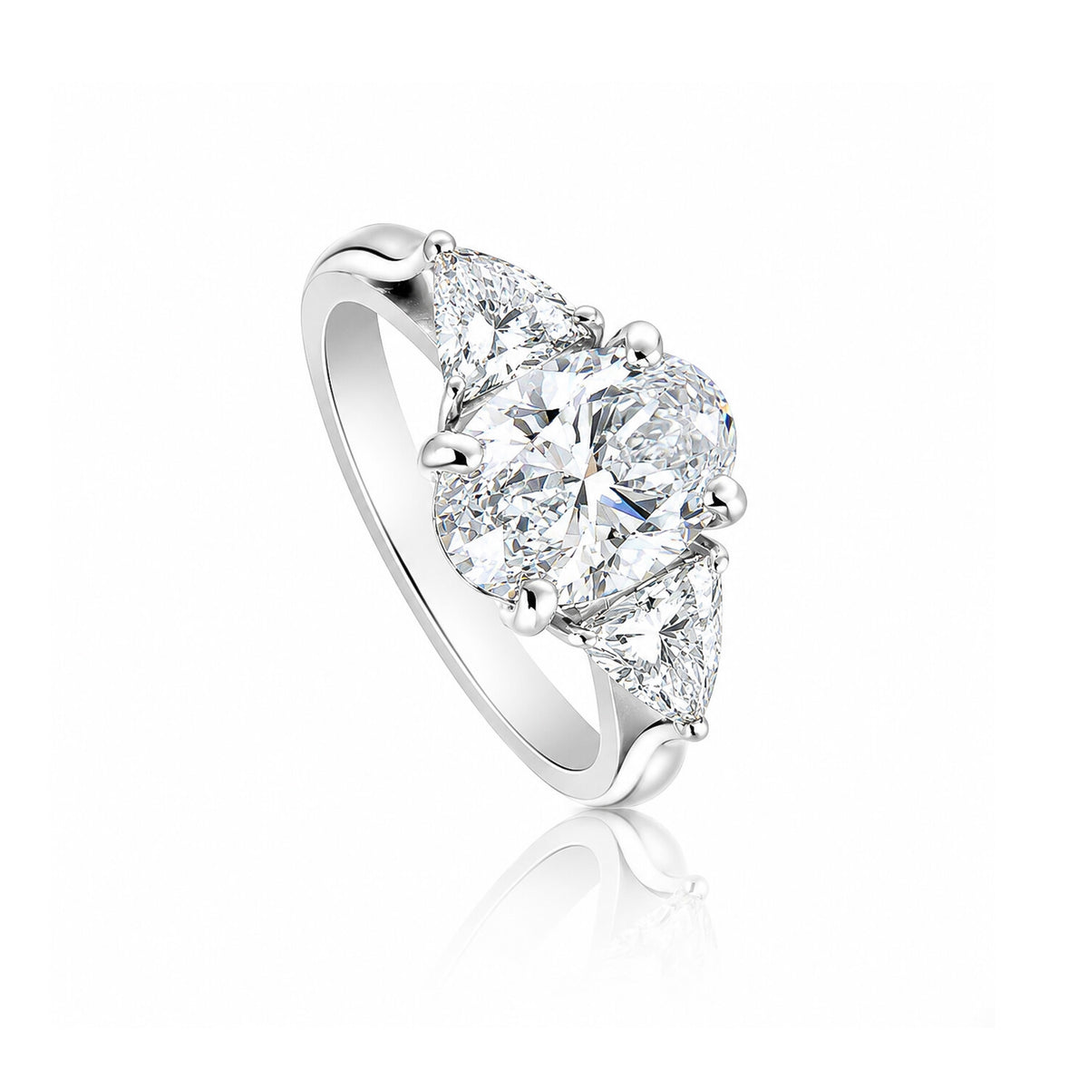 IGI Certified Lab Grown Diamond Oval-Cut Three-Stone Ring — 18K Solid Gold