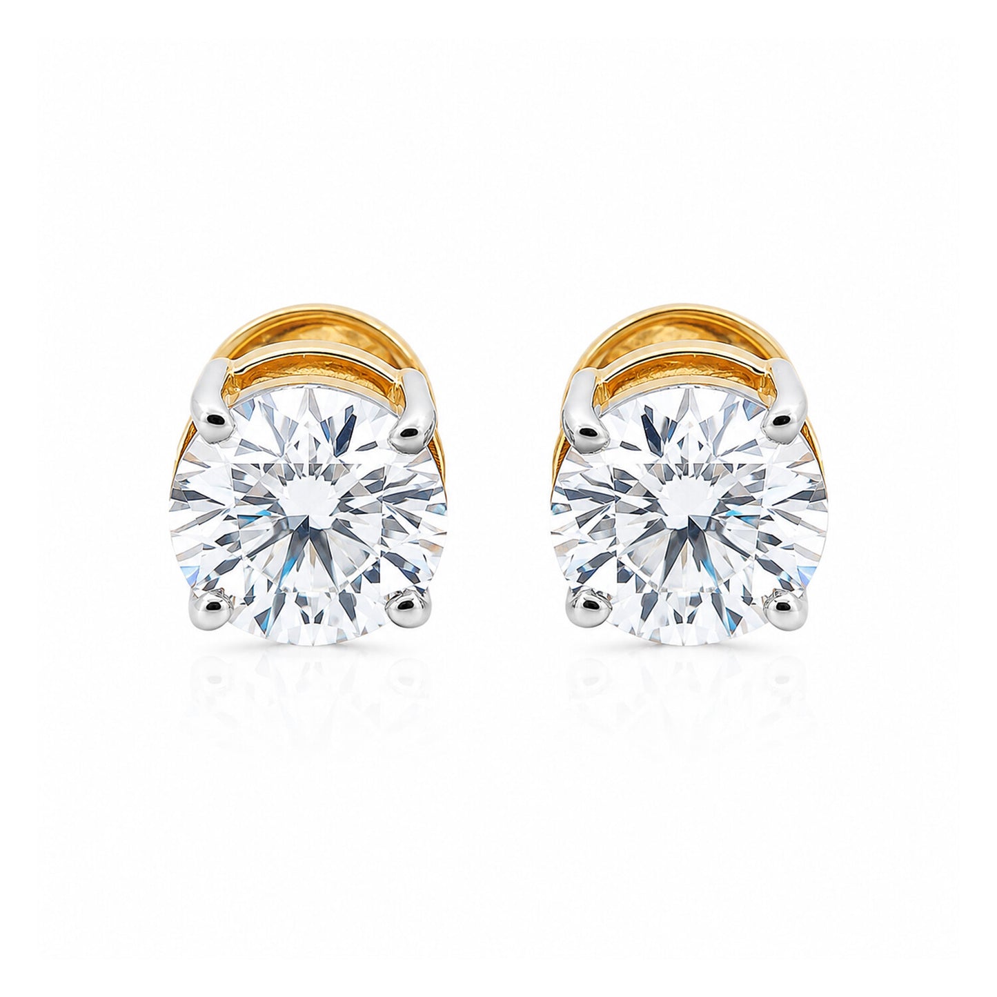 Lab Grown Diamond Accent Round Stud Earrings — Solid 18K Gold