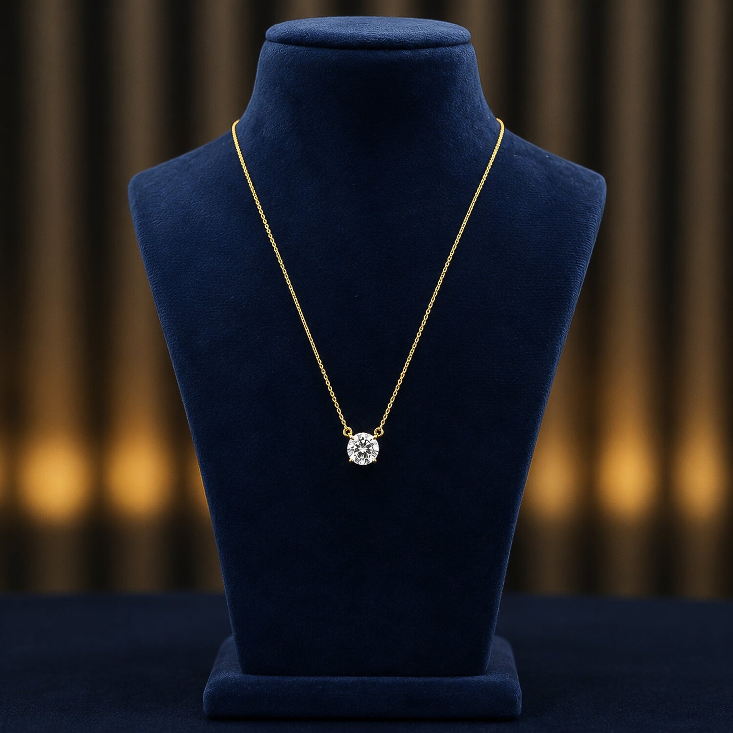 IGI Certified Lab Grown Diamond Round-Cut Solitaire Pendant Necklace — 14K/18K Solid Gold, Adjustable Chain