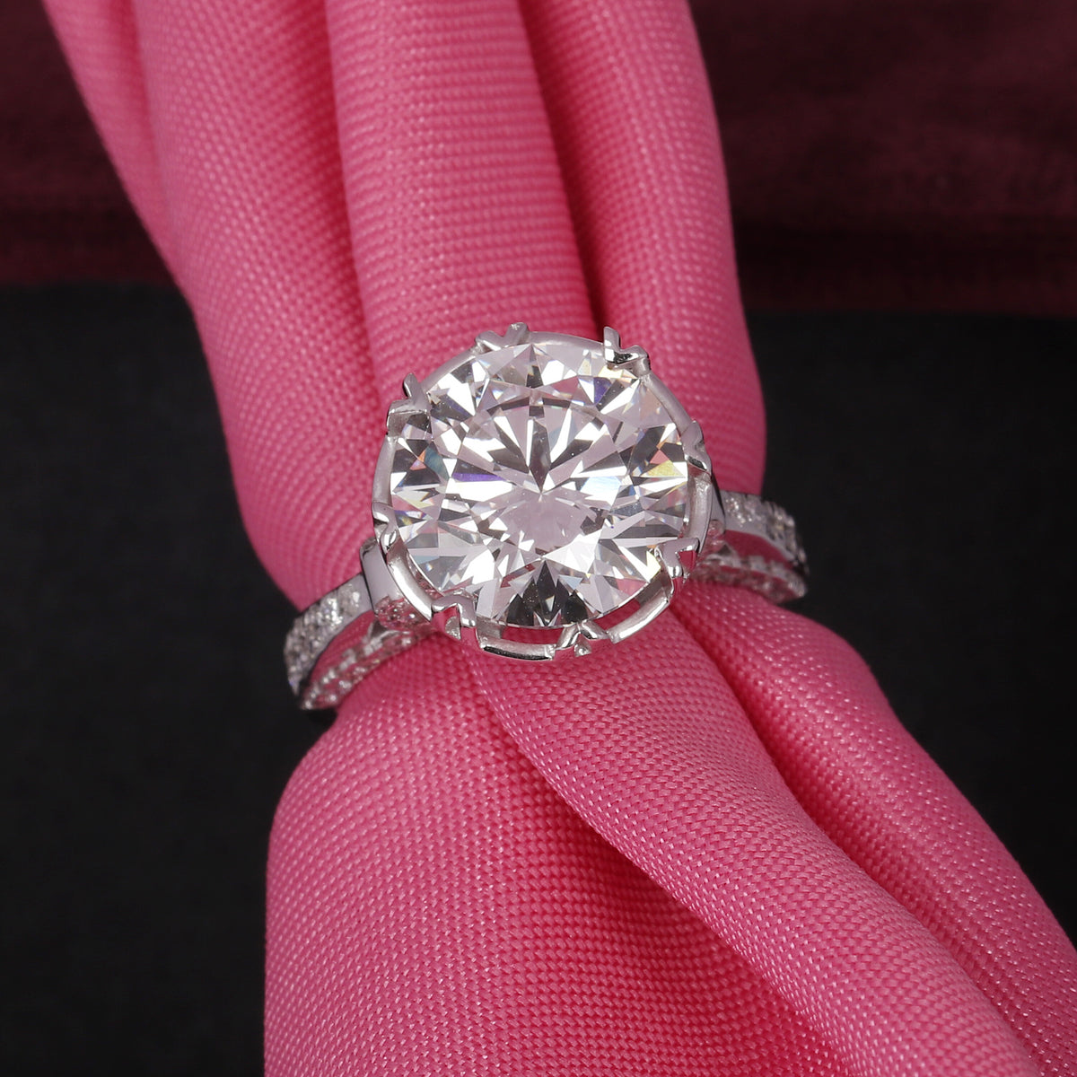 IGI Certified Lab Grown Diamond 1.17ct Round Pavé Halo Cluster Ring — 14K/18K Solid Gold
