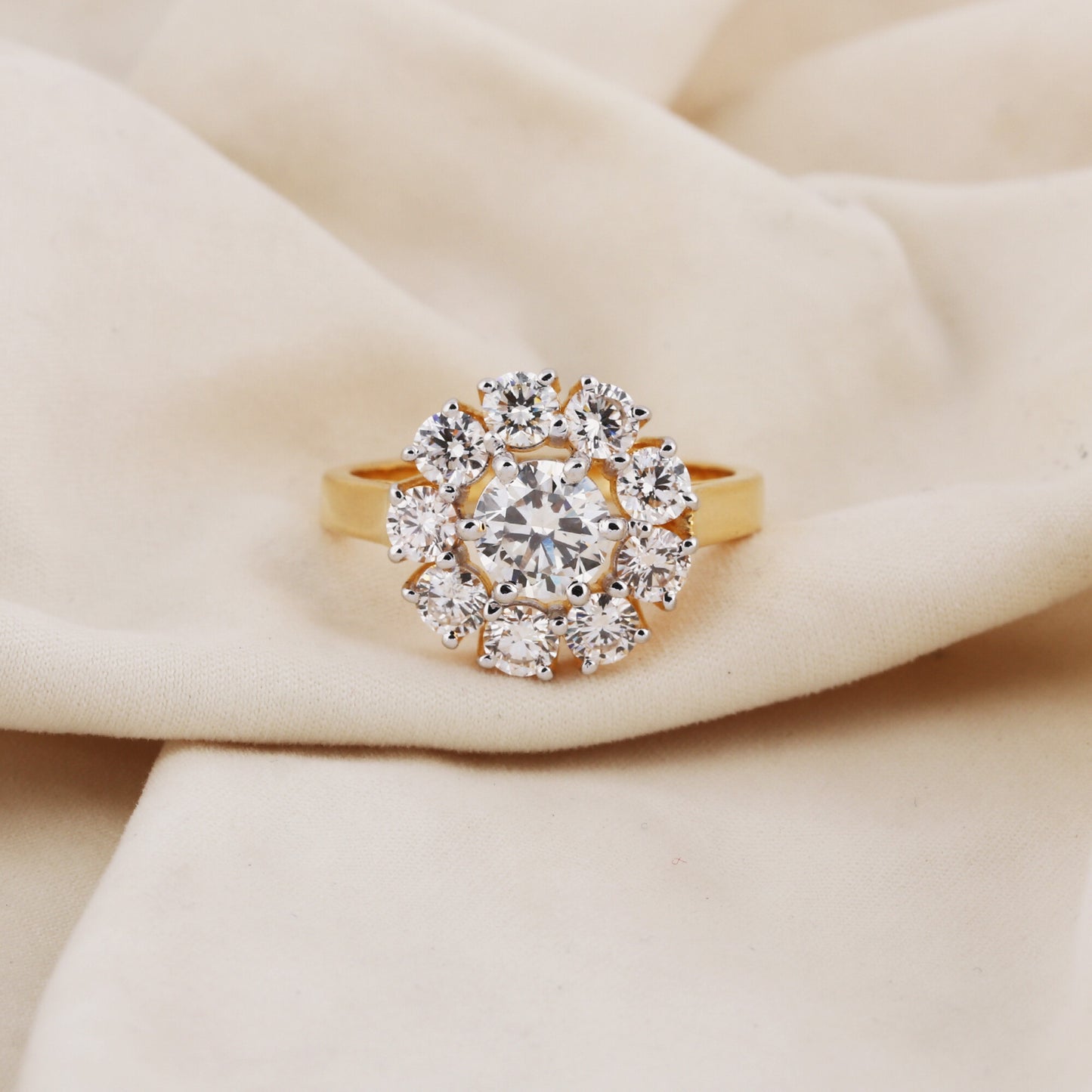 IGI Certified Lab Grown Diamond Round-Cut Halo Ring — 14K/18K Solid Gold
