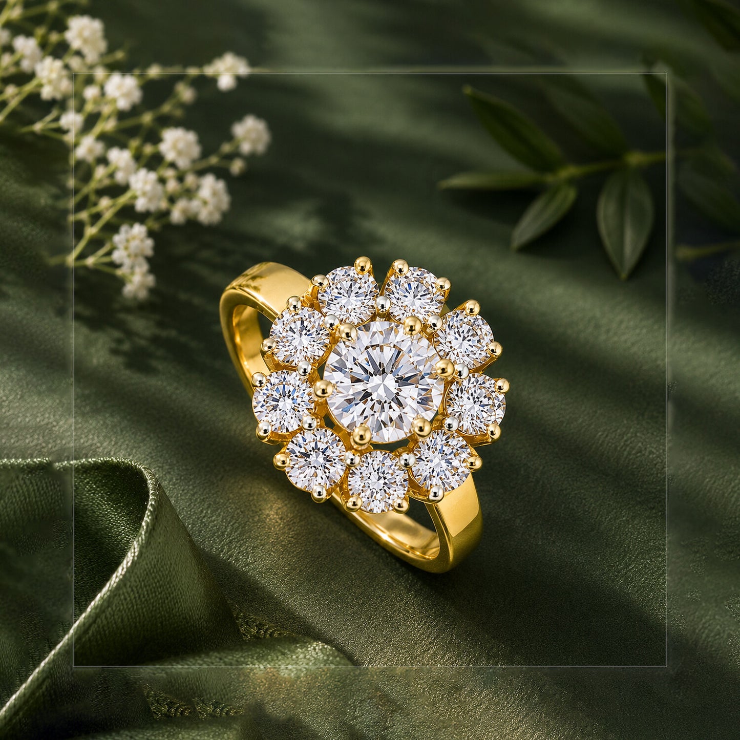 IGI Certified Lab Grown Diamond Round-Cut Halo Ring — 14K/18K Solid Gold