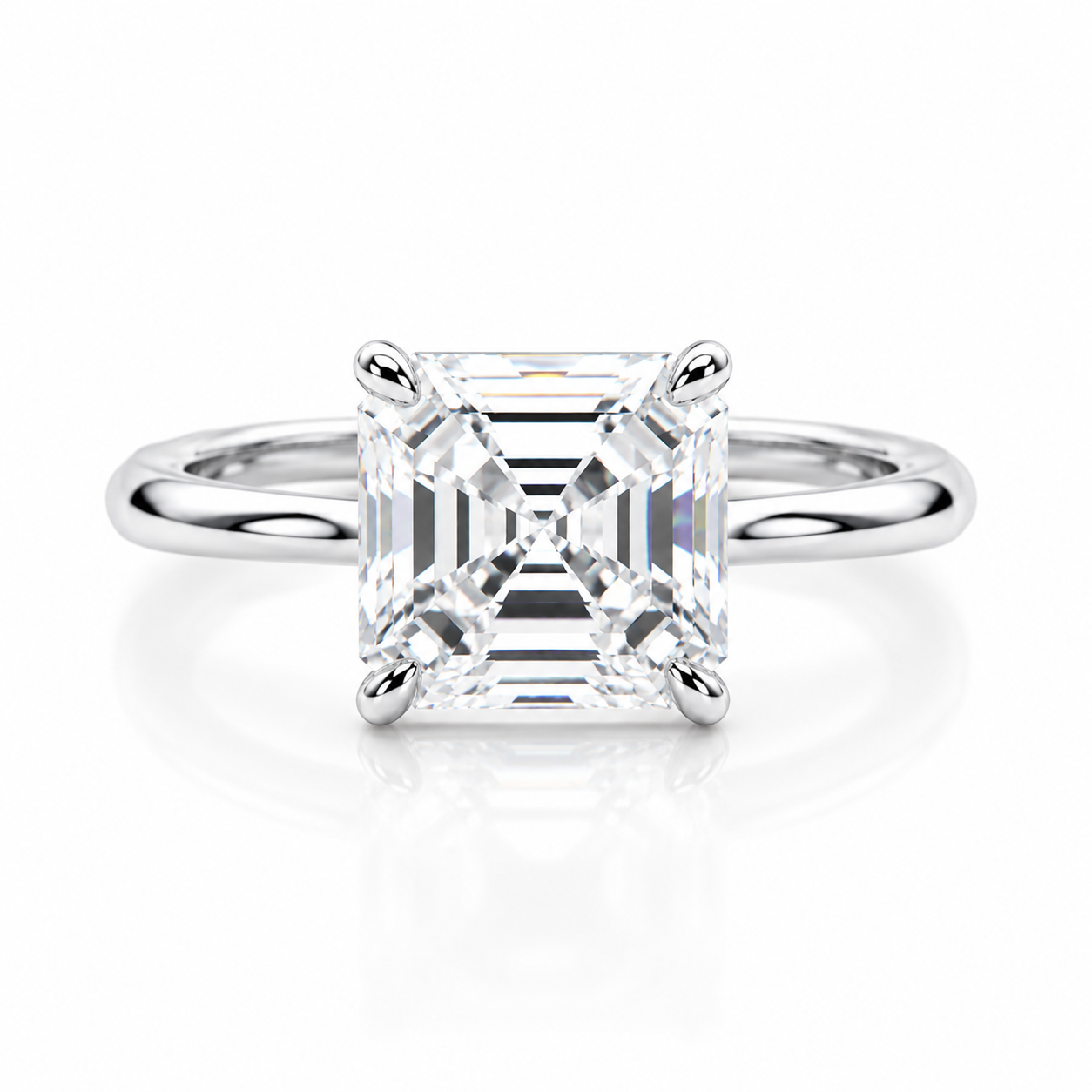 4.9ct DEW White Moissanite Asscher Solitaire Ring