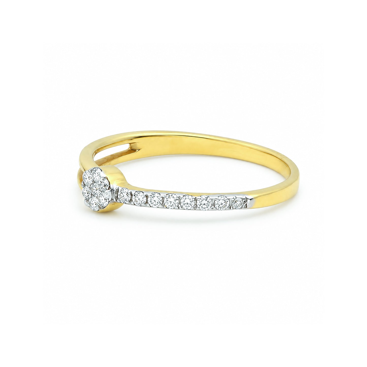 0.17 Ct. IGI Certified Natural Diamond 18k Yellow Gold Floral Design Ring