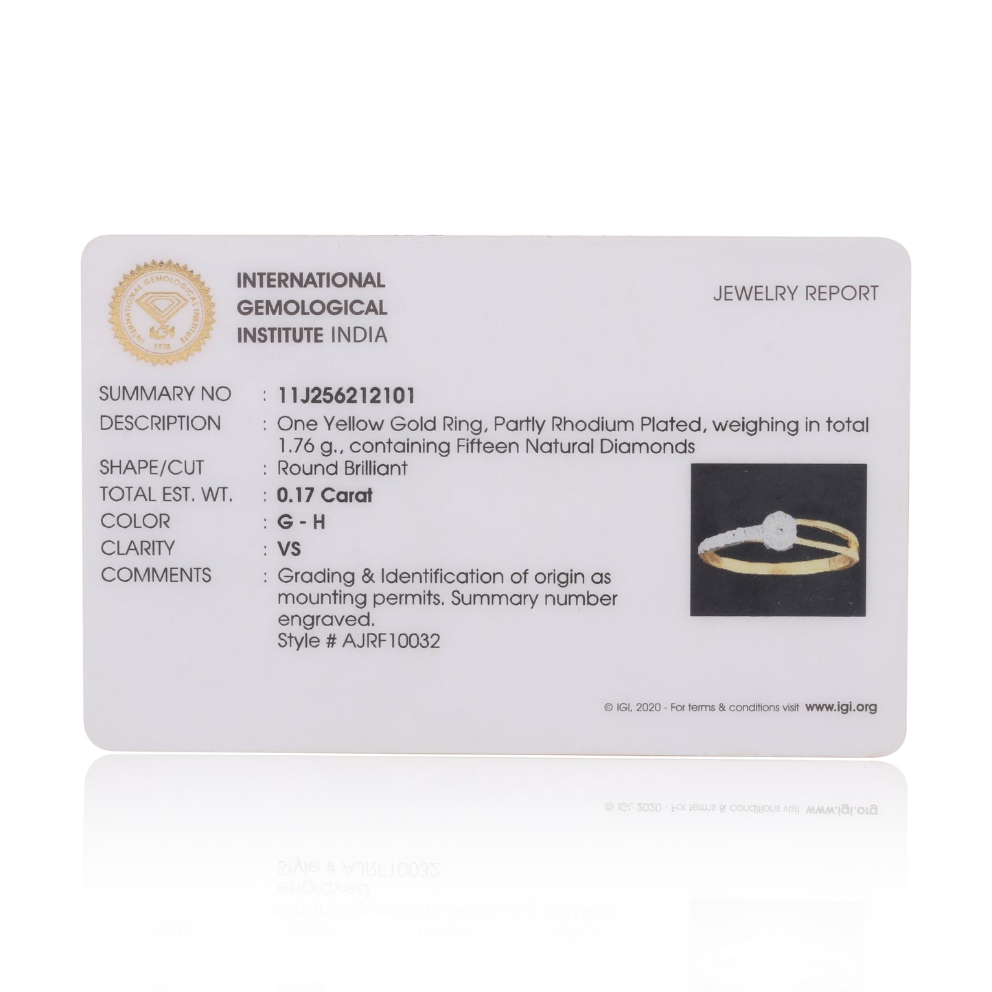 0.17 Ct. IGI Certified Natural Diamond 18k Yellow Gold Floral Design Ring