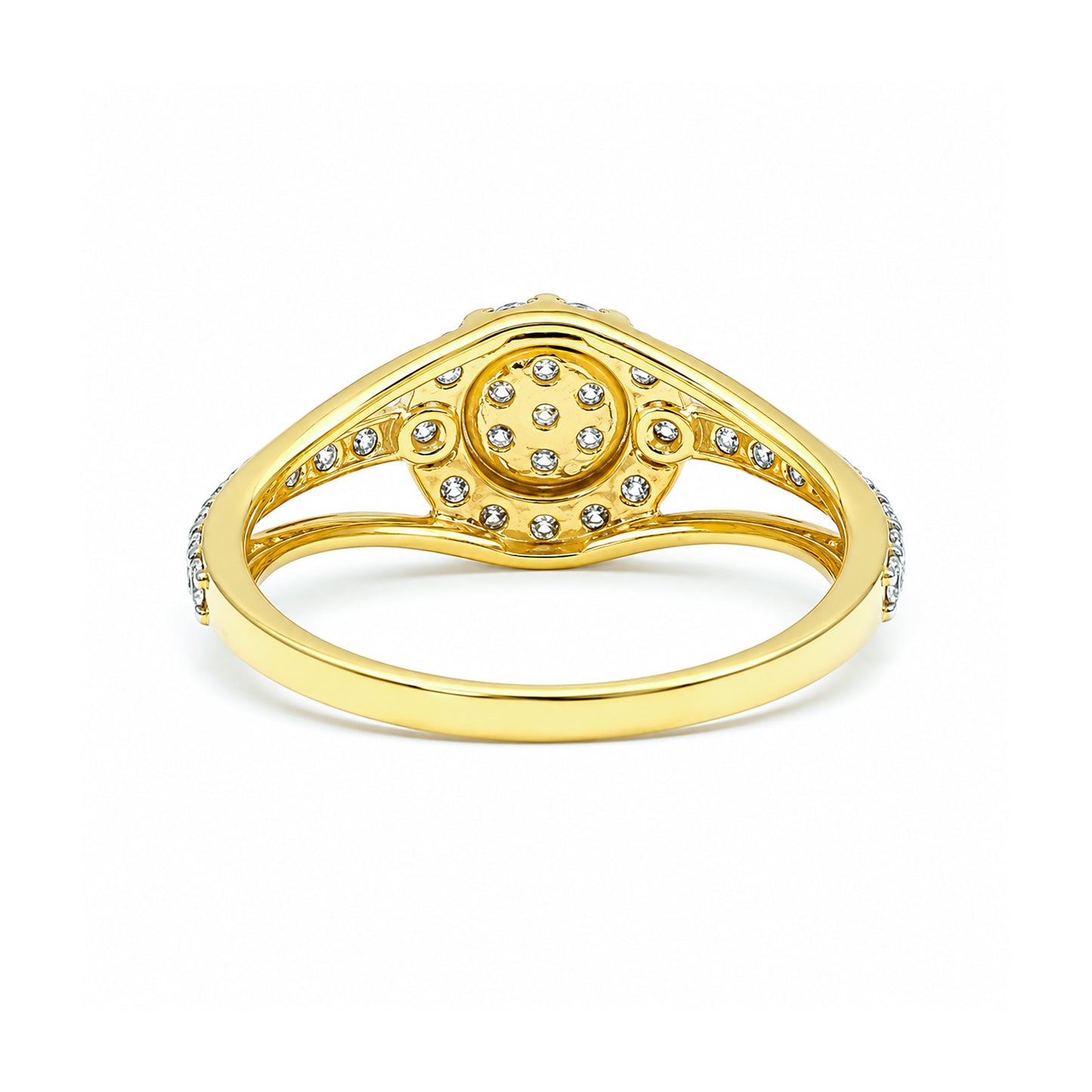 0.41 Ct. IGI Natural Diamond Floral Halo Ring in 18K Yellow Gold for Women Gift