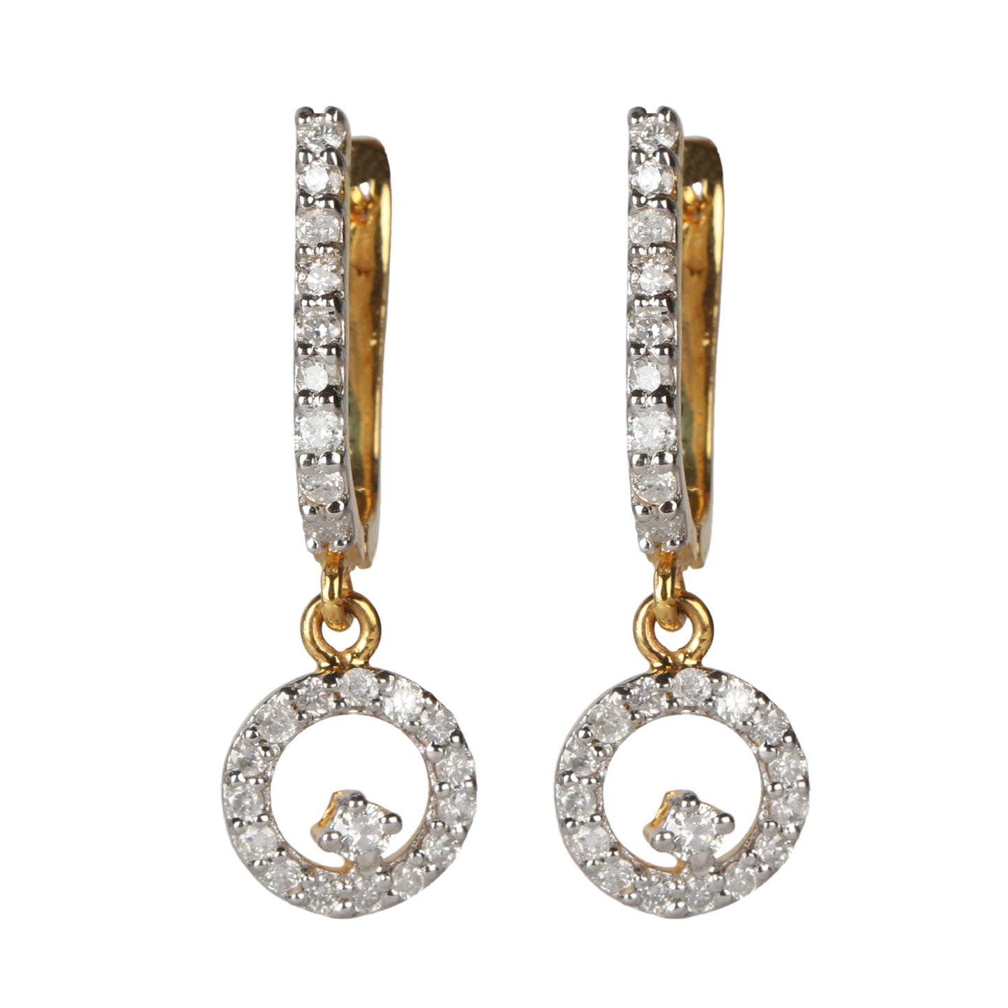 18K Yellow Gold Earrings Dangle & Drop with EGL Certified Diamonds 0.53 Ct.