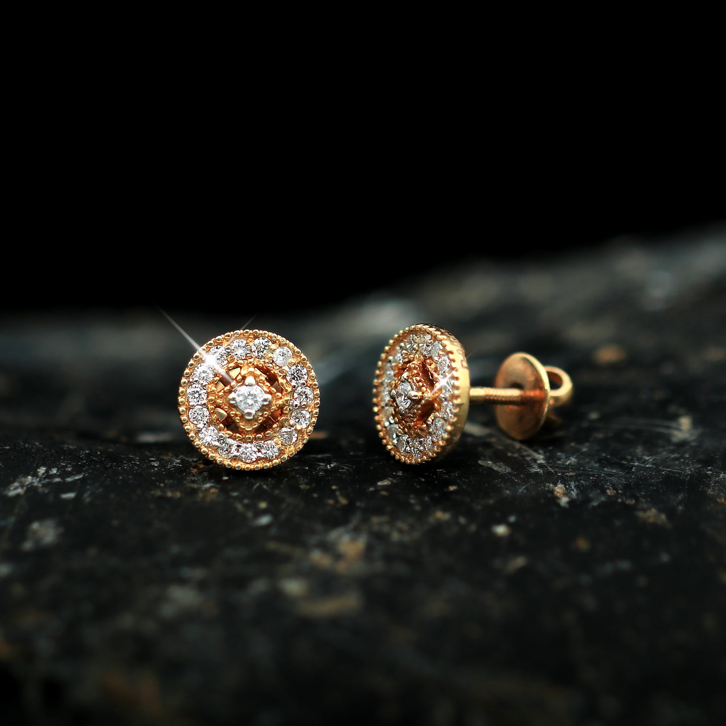18K Rose Gold Diamond Stud Earrings with 0.40 Ct. Certified