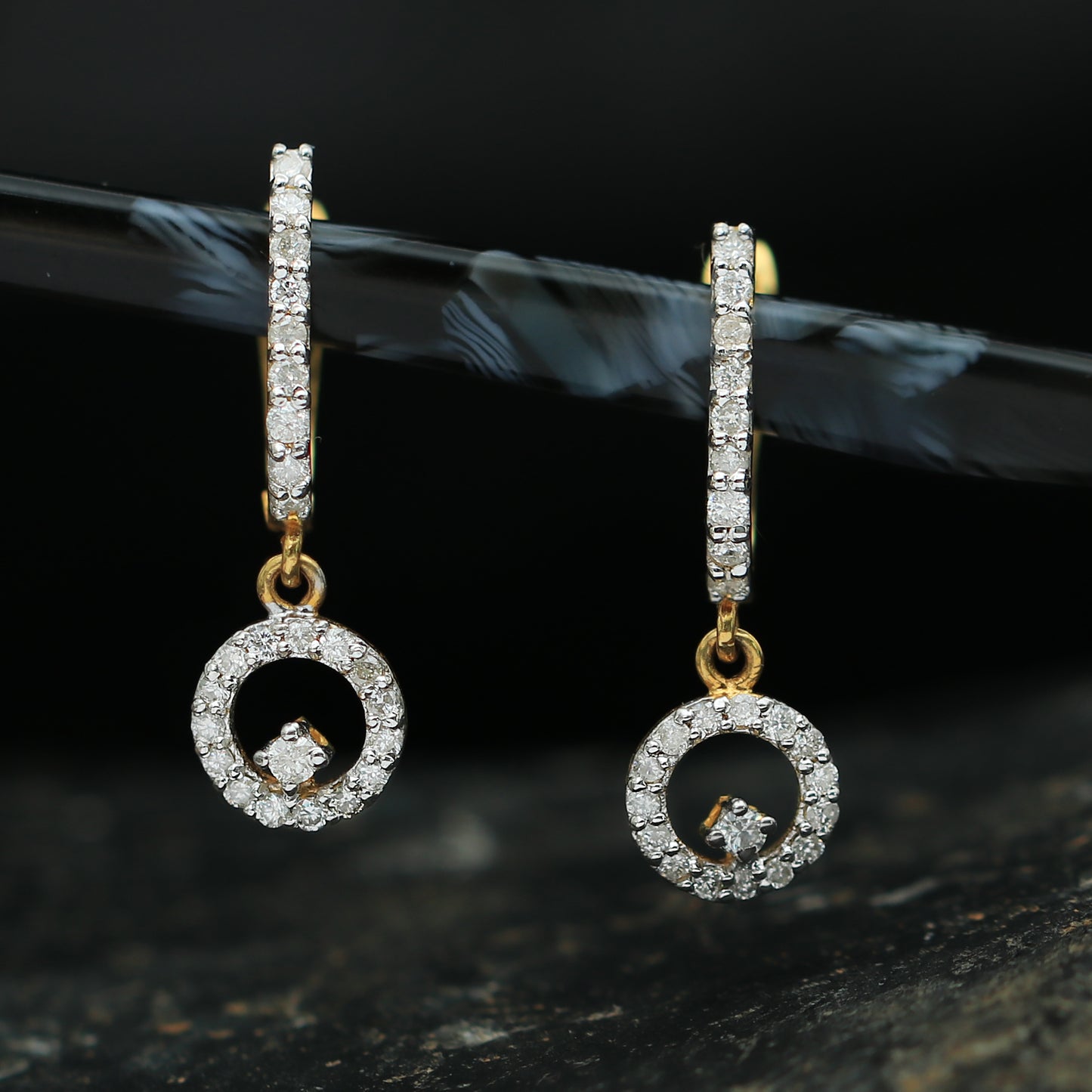 18K Yellow Gold Earrings Dangle & Drop with EGL Certified Diamonds 0.53 Ct.