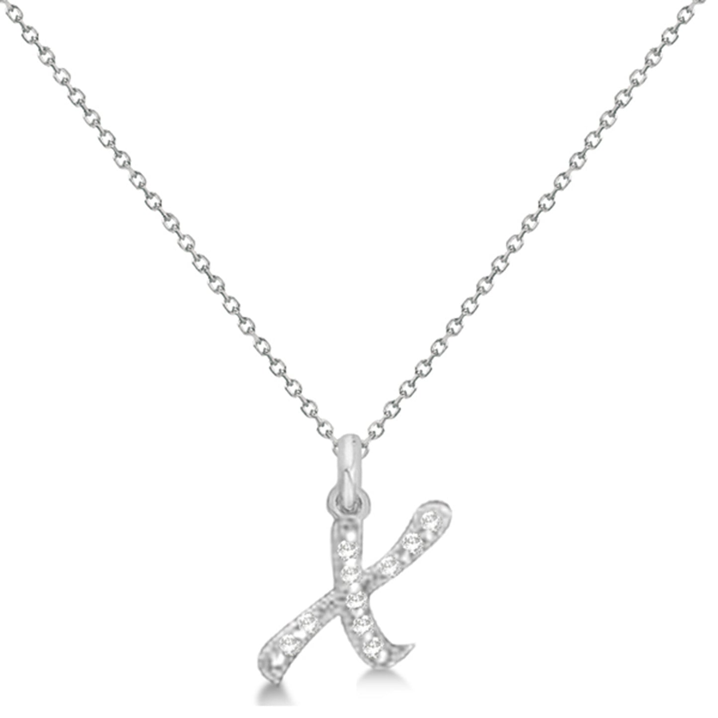 Lab Grown Diamond Initial Letter X Pendant, White Gold - Detail View