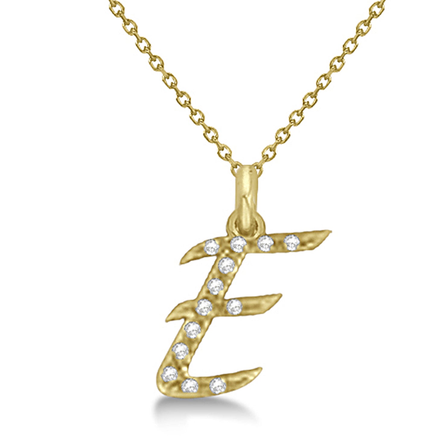 Lab Grown Diamond Initial Letter E Pendant, Yellow Gold finish, Sterling Silver - GEMHUB & CO.