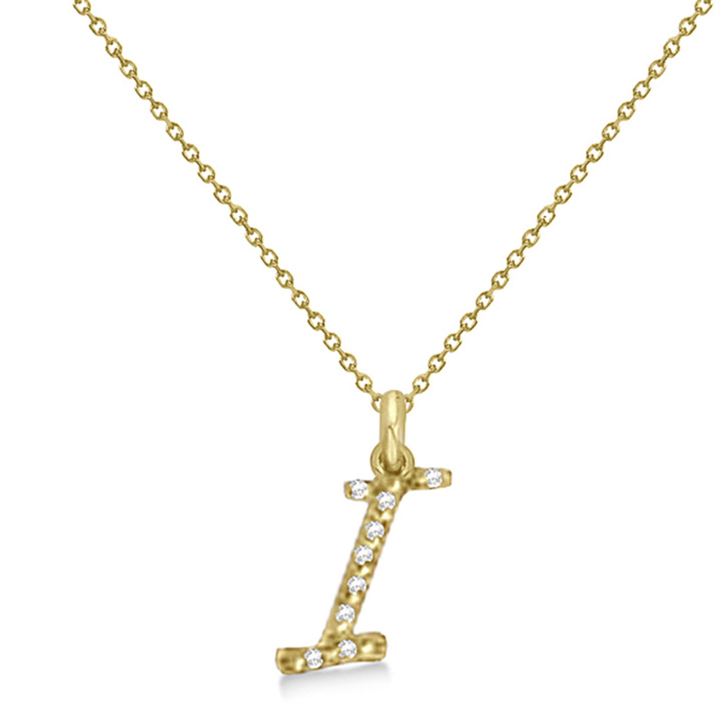 Lab Grown Diamond Initial Letter I Pendant, Yellow Gold - Detail View