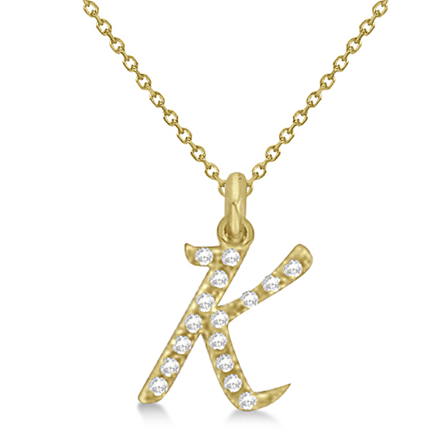 Natural Diamond Initial Letter K Pendant, Yellow Gold finish, 3 Micron Vermeil - GEMHUB & CO.