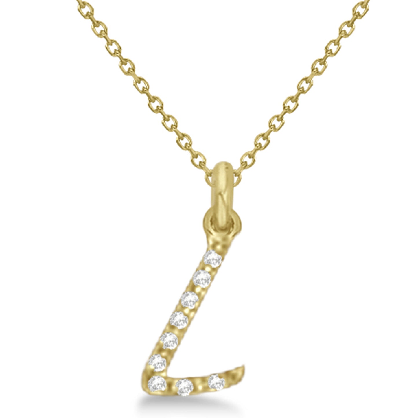 Lab Grown Diamond Initial Letter L Pendant, Yellow Gold finish, Sterling Silver - GEMHUB & CO.