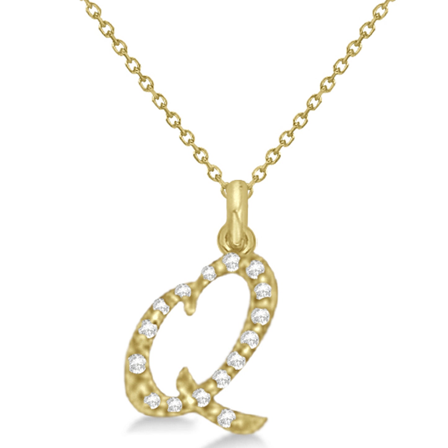 Lab Grown Diamond Initial Letter Q Pendant, Yellow Gold finish, Sterling Silver - GEMHUB & CO.