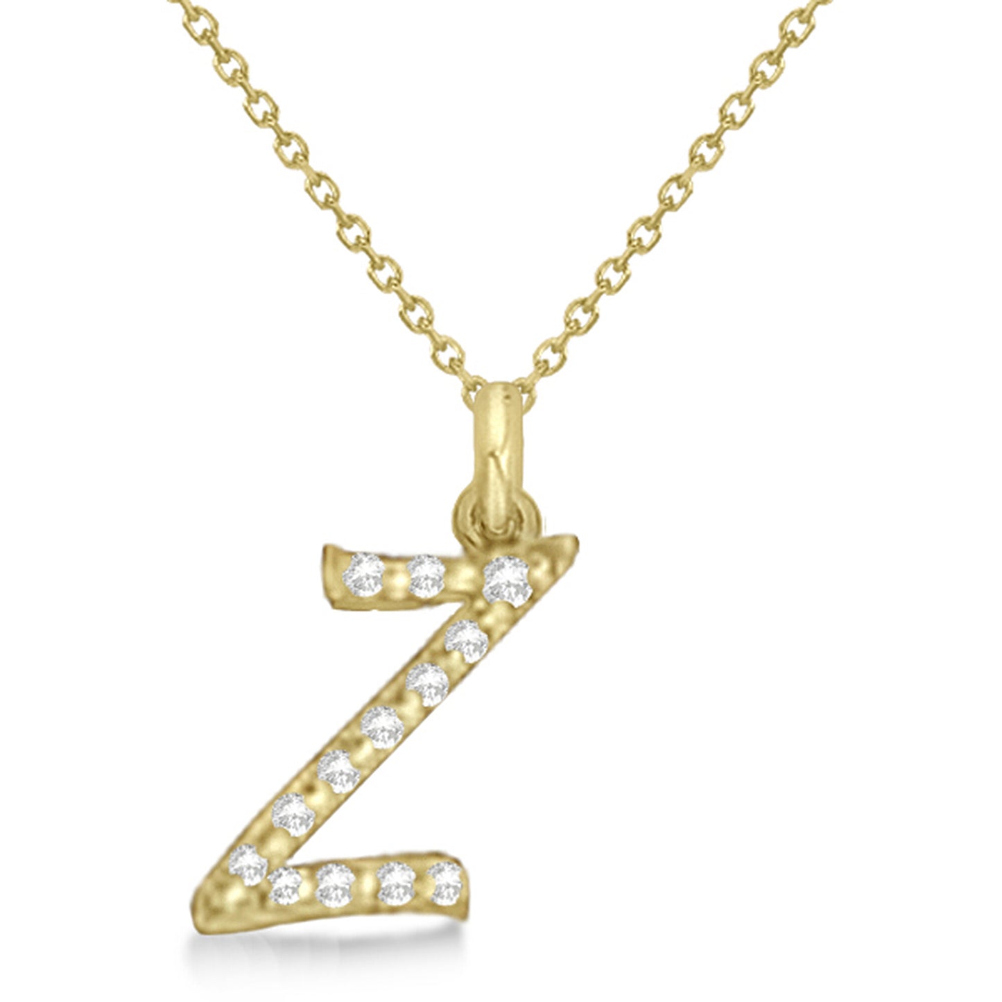 Lab Grown Diamond Initial Letter Z Pendant, Yellow Gold finish, Sterling Silver - GEMHUB & CO.