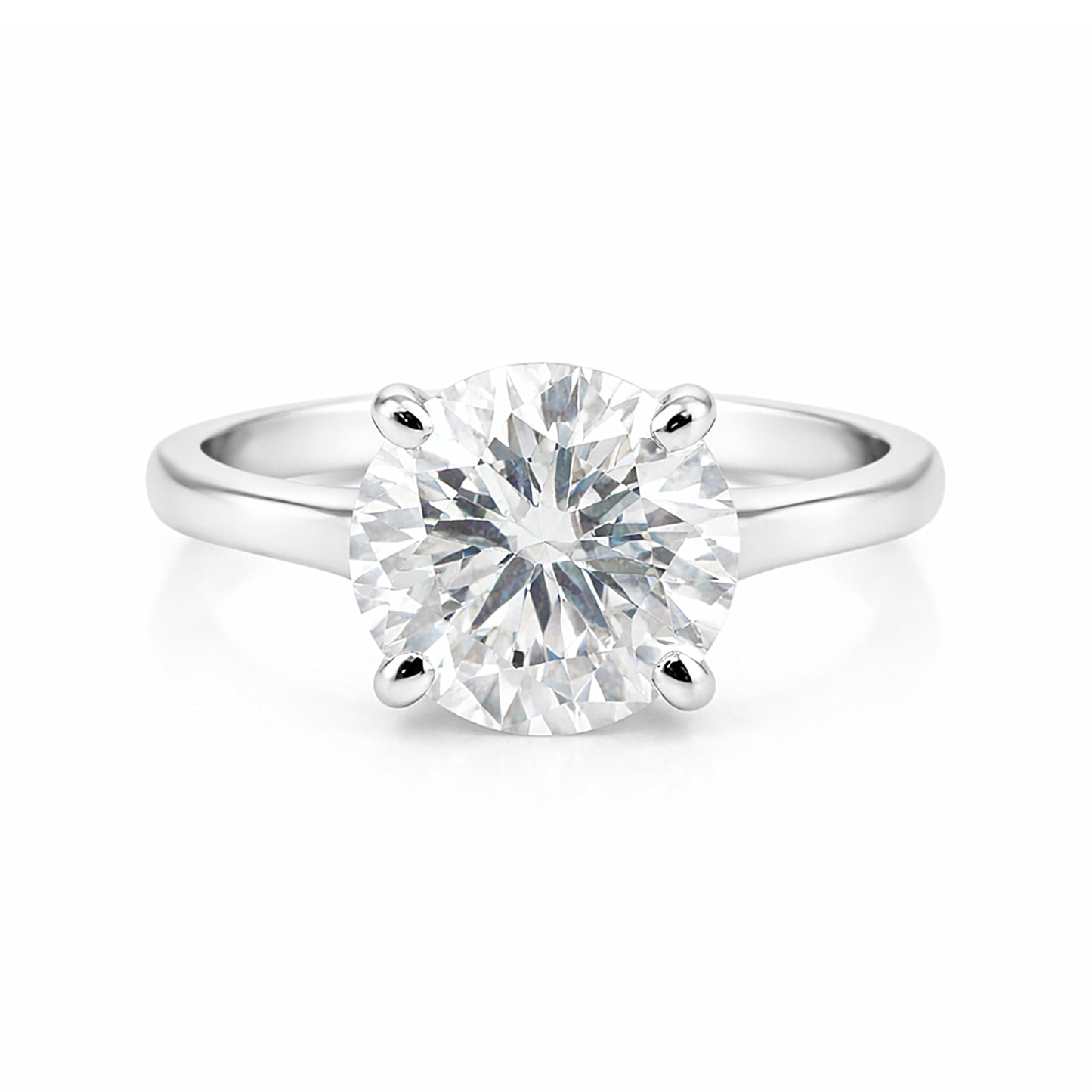 9.9 Ct White Moissanite Round Solitaire Ring - 925 Sterling Silver Gold Vermeil