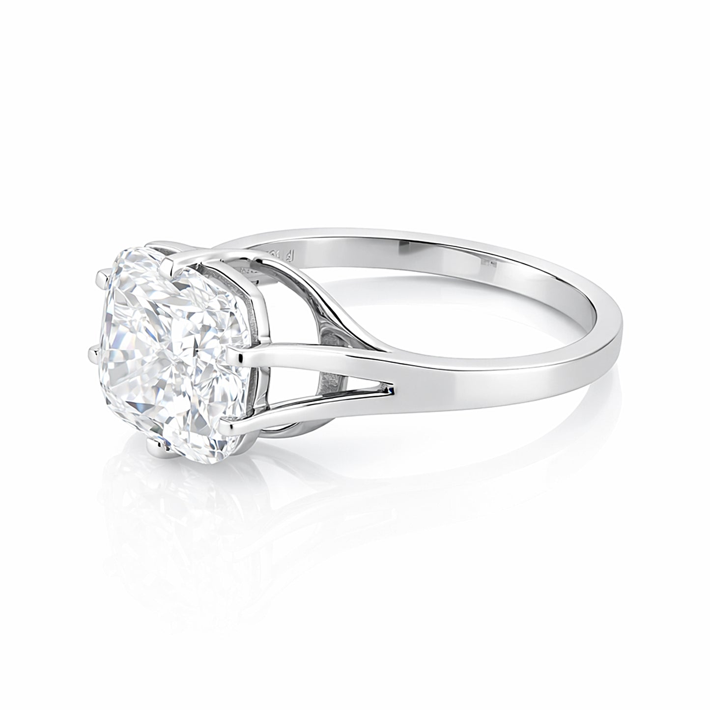 6 Ct Certified Radiant Cut White Soliaire Moissanite Gold Vermeil Ring