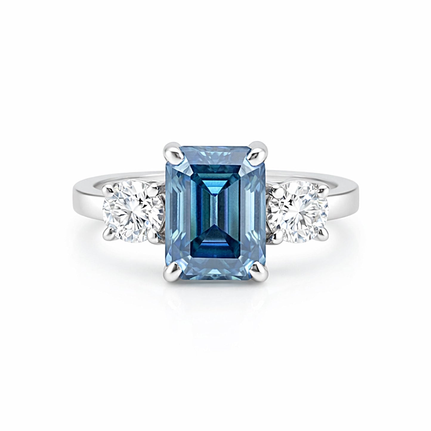 2.50 carat cushion cut fancy blue lab-grown diamond ring in 18k gold vermeil